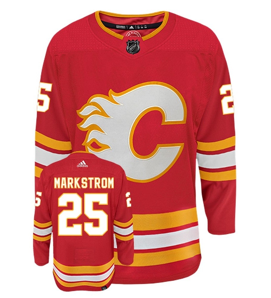 Jakob Markstrom Calgary Flames Adidas Primegreen Authentic Home NHL Hockey Jersey - Front/Back View