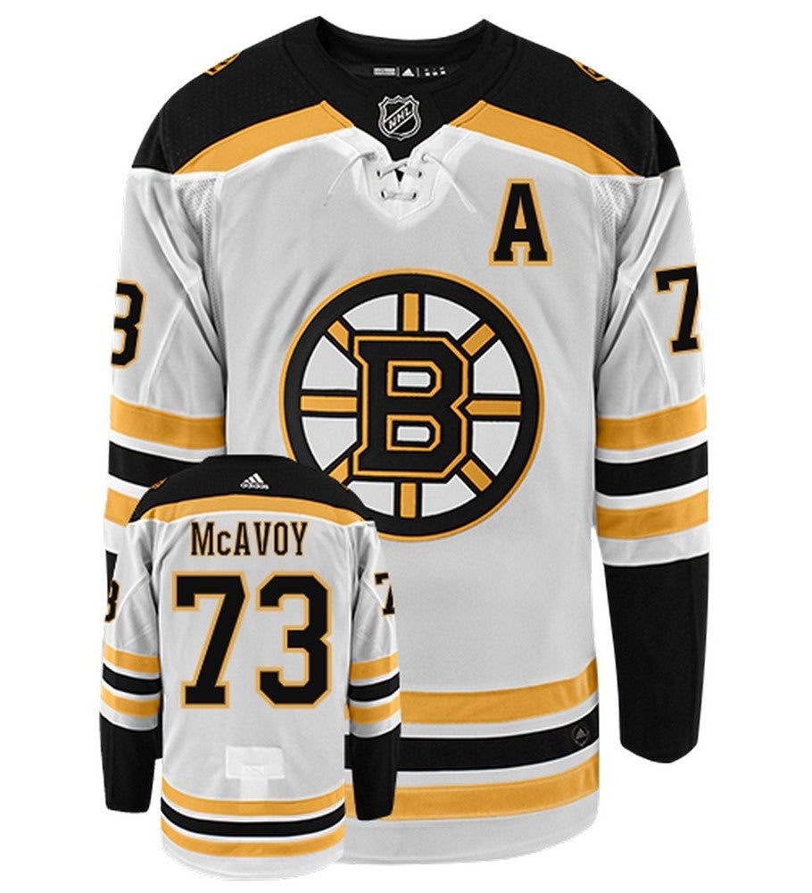 Charlie McAvoy Boston Bruins Adidas Primegreen Authentic Away NHL Hockey Jersey - Front/Back View