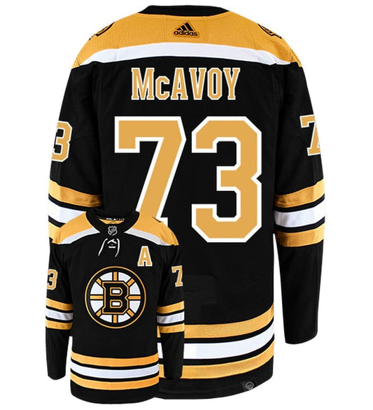 Charlie McAvoy Boston Bruins Adidas Primegreen Authentic Home NHL Hockey Jersey - Back/Front View