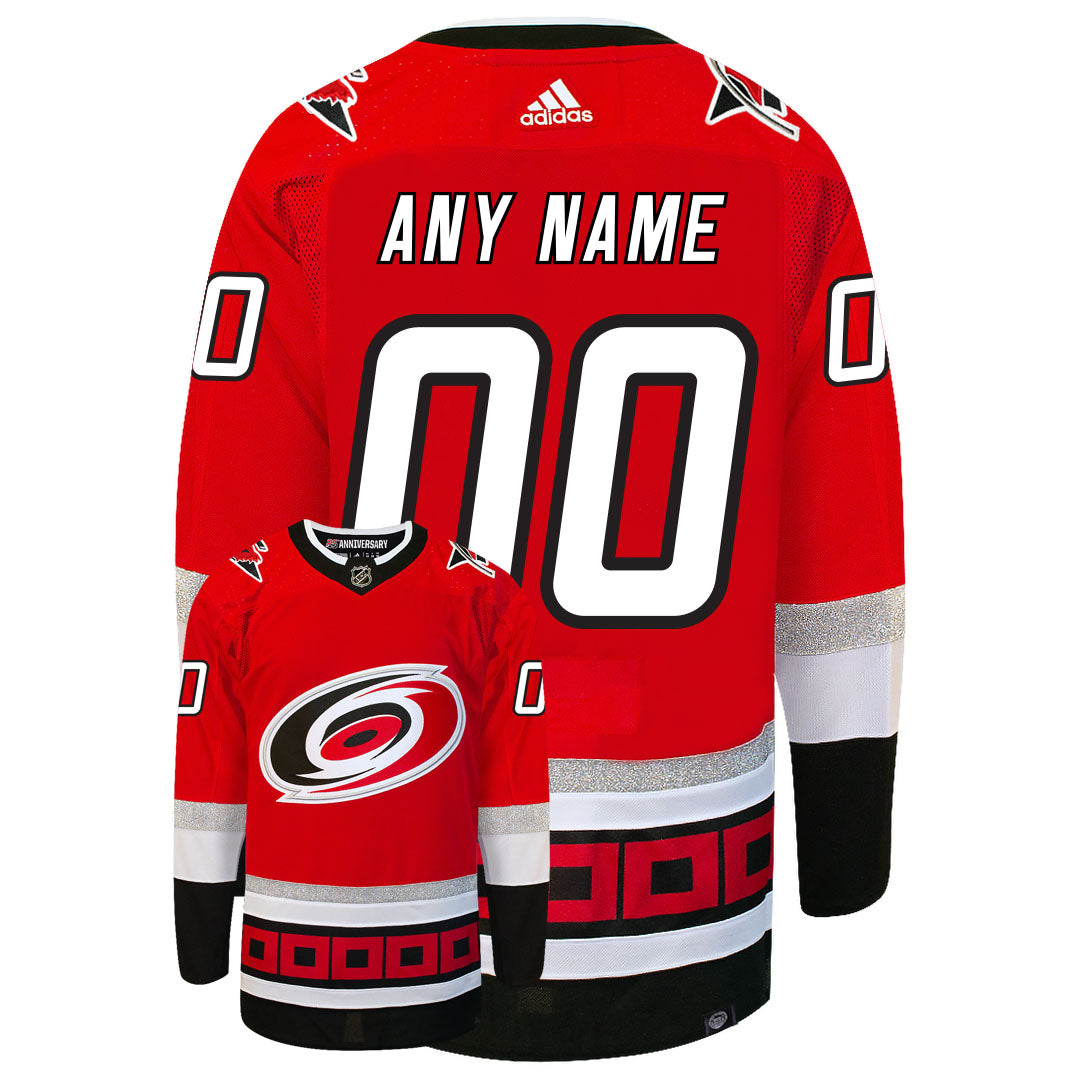 Customizable Carolina Hurricanes Adidas Primegreen 25th Anniversary Authentic NHL Hockey Jersey