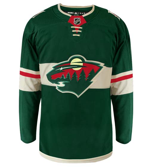 Minnesota Wild Adidas Primegreen Authentic Home NHL Hockey Jersey - Front View