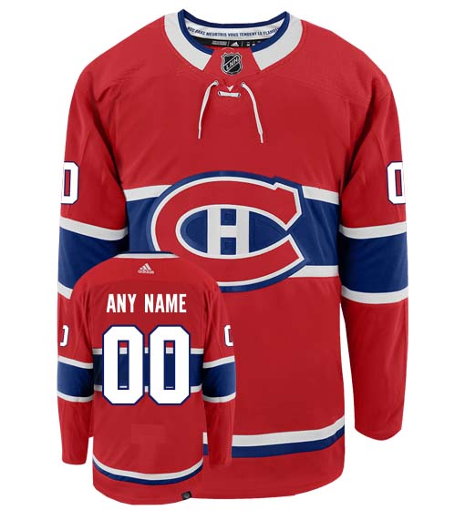 Montreal Canadiens Adidas Primegreen Authentic Home NHL Hockey Jersey - Front/Back View