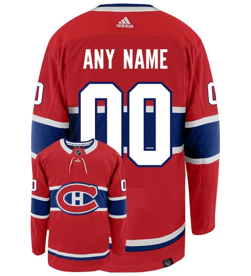 Montreal Canadiens Adidas Primegreen Authentic Home NHL Hockey Jersey - Back/Front View