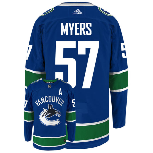 Tyler Myers Vancouver Canucks Adidas Primegreen Authentic Home NHL Hockey Jersey - Back/Front View