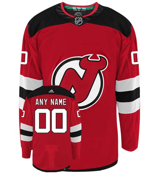 New Jersey Devils Adidas Primegreen Authentic Home NHL Hockey Jersey - Front/Back View