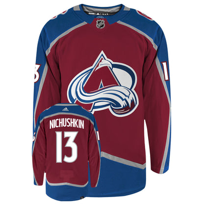 Valeri Nichushkin Colorado Avalanche Adidas Primegreen Authentic Home NHL Hockey Jersey - Front/Back View