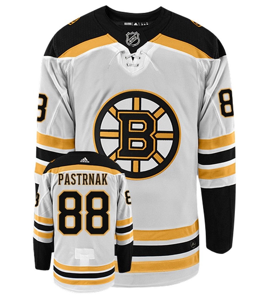 David Pastrnak Boston Bruins Adidas Primegreen Authentic Away NHL Hockey Jersey - Front/Back View