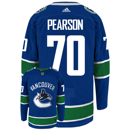 Tanner Pearson Vancouver Canucks Adidas Primegreen Authentic Home NHL Hockey Jersey - Back/Front View