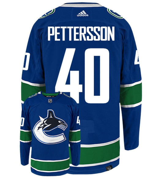 Elias Pettersson Vancouver Canucks Adidas Primegreen Authentic Home NHL Hockey Jersey - Back/Front View