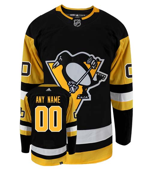 Pittsburgh Penguins Adidas Primegreen Authentic Home NHL Hockey Jersey - Front/Back View