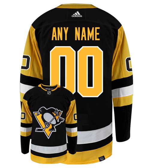 Pittsburgh Penguins Adidas Primegreen Authentic Home NHL Hockey Jersey - Back/Front View