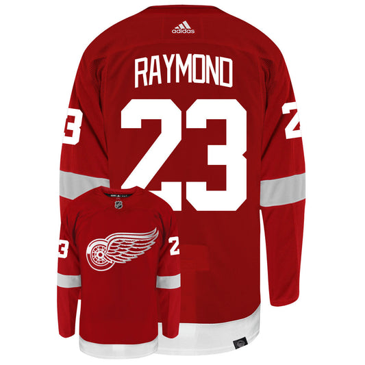 Lucas Raymond Detroit Red Wings Adidas Primegreen Authentic Home NHL Hockey Jersey - Back/Front View