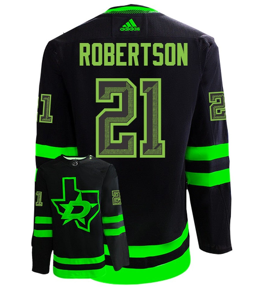 Jason Robertson Dallas Stars Adidas Primegreen Authentic Alternate NHL Hockey Jersey - Back/Front View
