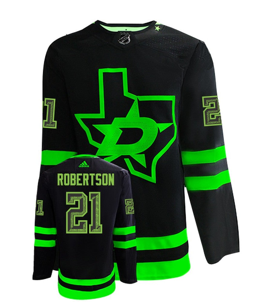 Jason Robertson Dallas Stars Adidas Primegreen Authentic Alternate NHL Hockey Jersey - Front/Back View