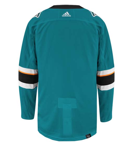 San Jose Sharks Adidas Primegreen Authentic Home NHL Hockey Jersey - Back View