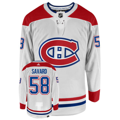 David Savard Montreal Canadiens Adidas Primegreen Authentic Away NHL Hockey Jersey - Front/Back View