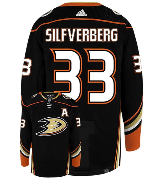 Jakob Silfverberg Anaheim Ducks Adidas Primegreen Authentic Home NHL Hockey Jersey - Back/Front View