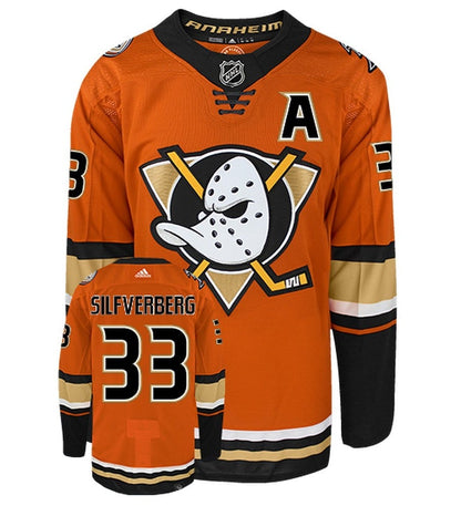 Jakob Silfverberg Anaheim Ducks Adidas Primegreen Authentic Alternate NHL Hockey Jersey - Front/Back View