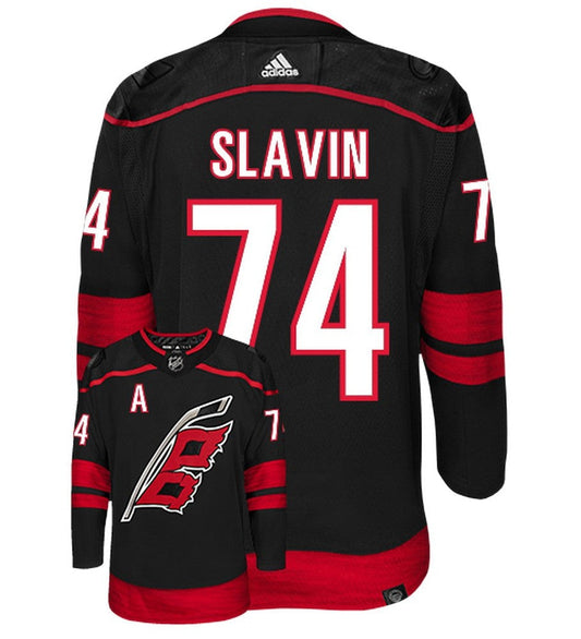Jaccob Slavin Carolina Hurricanes Adidas Primegreen Authentic Alternate NHL Hockey Jersey - Back/Front View