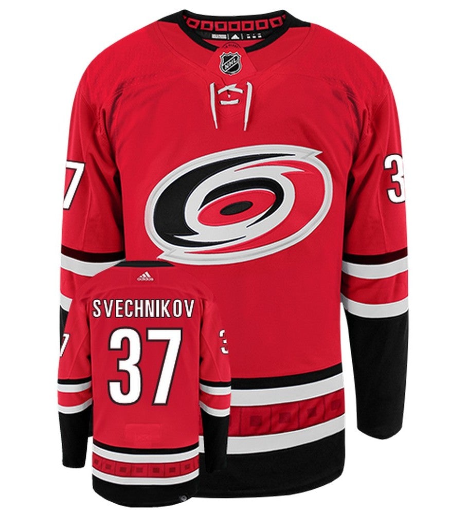 Andrei Svechnikov Carolina Hurricanes Adidas Primegreen Authentic Home NHL Hockey Jersey - Front/Back View