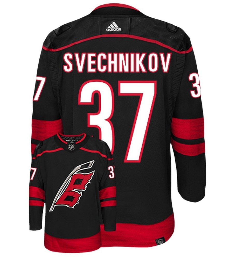 Andrei Svechnikov Carolina Hurricanes Adidas Primegreen Authentic Alternate NHL Hockey Jersey - Back/Front View