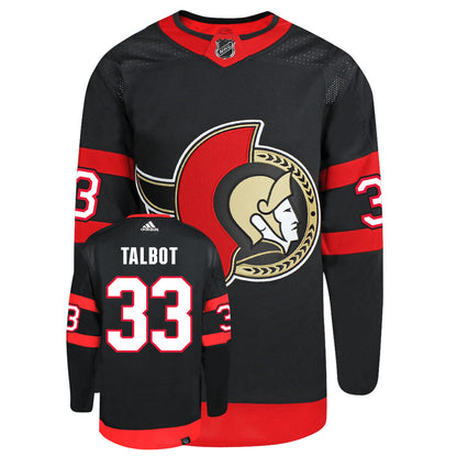 Cam Talbot Ottawa Senators Adidas Primegreen Authentic NHL Hockey Jersey - Front/Back View