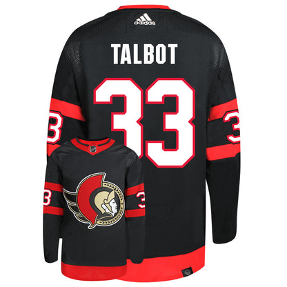 Cam Talbot Ottawa Senators Adidas Primegreen Authentic NHL Hockey Jersey - Back/Front View