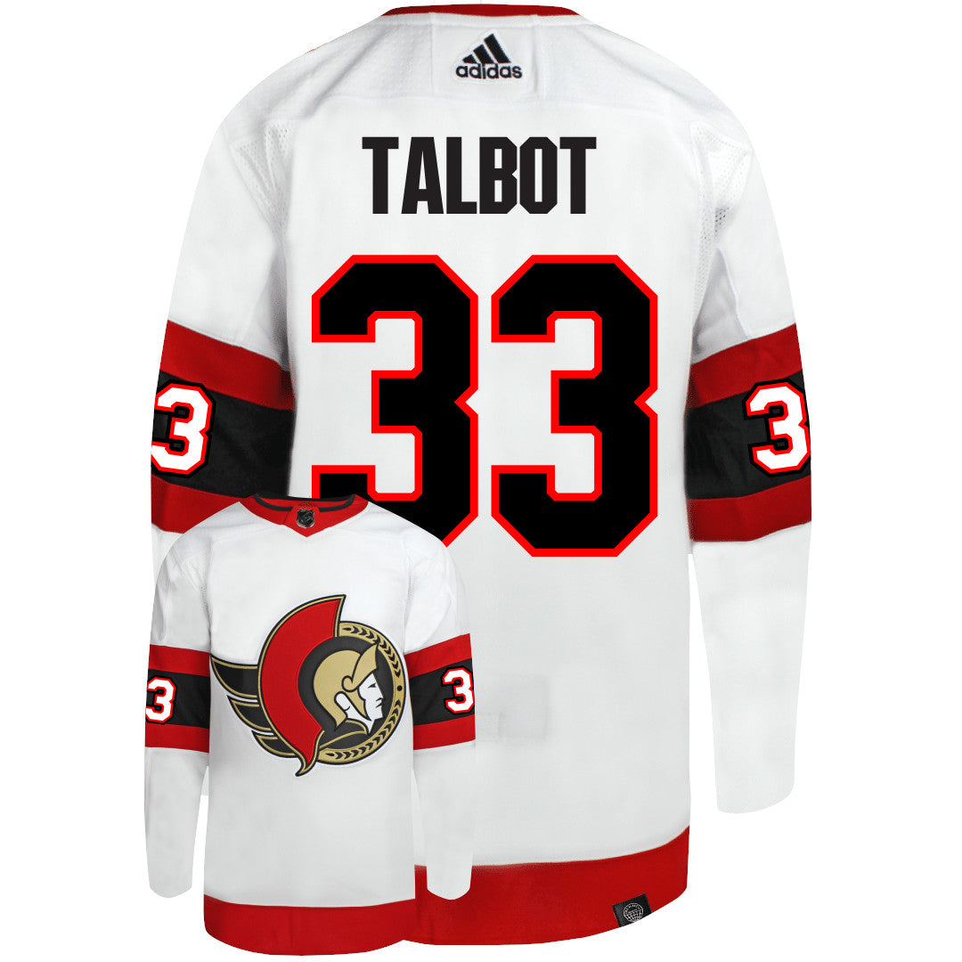 Cam Talbot Ottawa Senators Adidas Primegreen Authentic NHL Hockey Jersey - Back/Front View