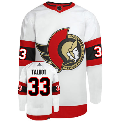 Cam Talbot Ottawa Senators Adidas Primegreen Authentic NHL Hockey Jersey - Front/Back View