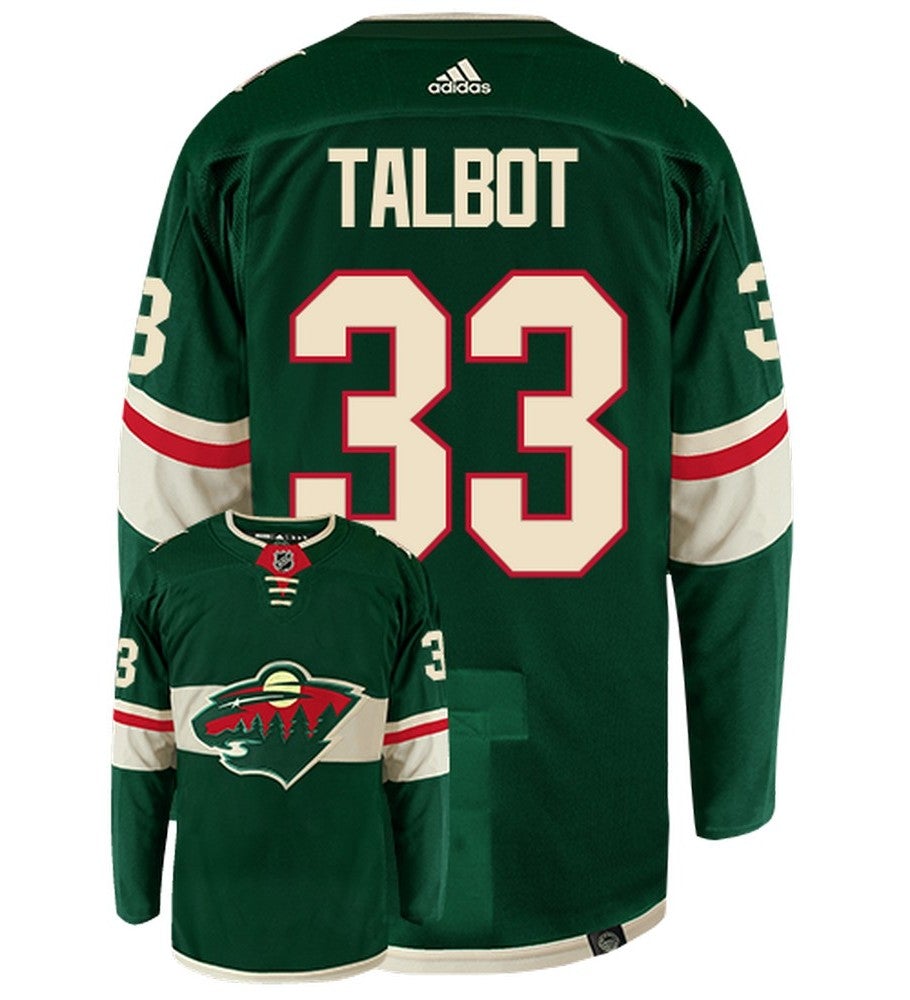 Cam Talbot Minnesota Wild Adidas Primegreen Authentic Home NHL Hockey Jersey - Back/Front View
