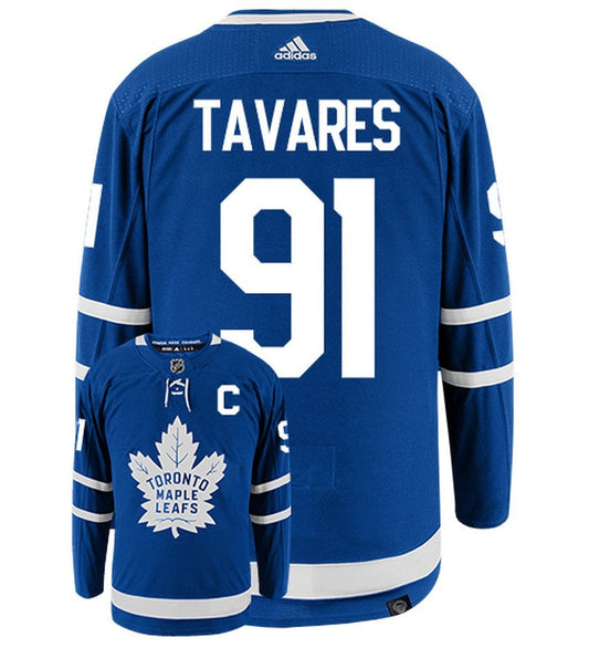 John Tavares Toronto Maple Leafs Adidas Primegreen Authentic Home NHL Hockey Jersey - Back/Front View