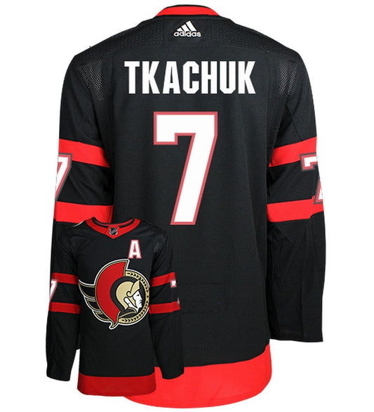 Brady Tkachuk Ottawa Senators Adidas Primegreen Authentic Home NHL Hockey Jersey - Back/Front View