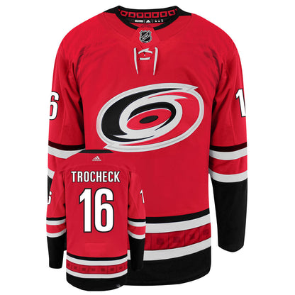 Vincent Trocheck Carolina Hurricanes Adidas Primegreen Authentic Home NHL Hockey Jersey - Front/Back View