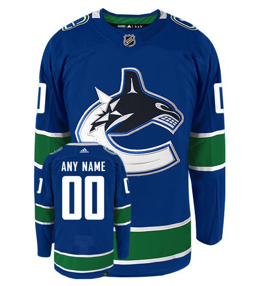 Vancouver Canucks Adidas Primegreen Authentic Home NHL Hockey Jersey - Front/Back View