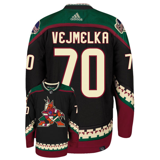 Karel Vejmelka Arizona Coyotes Adidas Primegreen Authentic NHL Hockey Jersey - Back/Front View