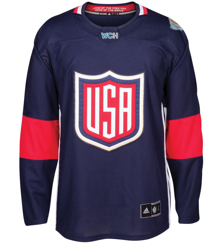 Team USA 2016 World Cup of Hockey Adidas Men's Premier Blue Jersey