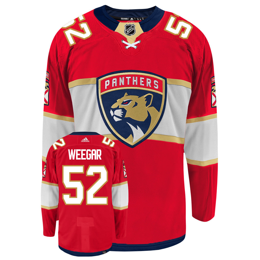 Mackenzie Weegar Florida Panthers Adidas Primegreen Authentic NHL Hockey Jersey - Front/Back View